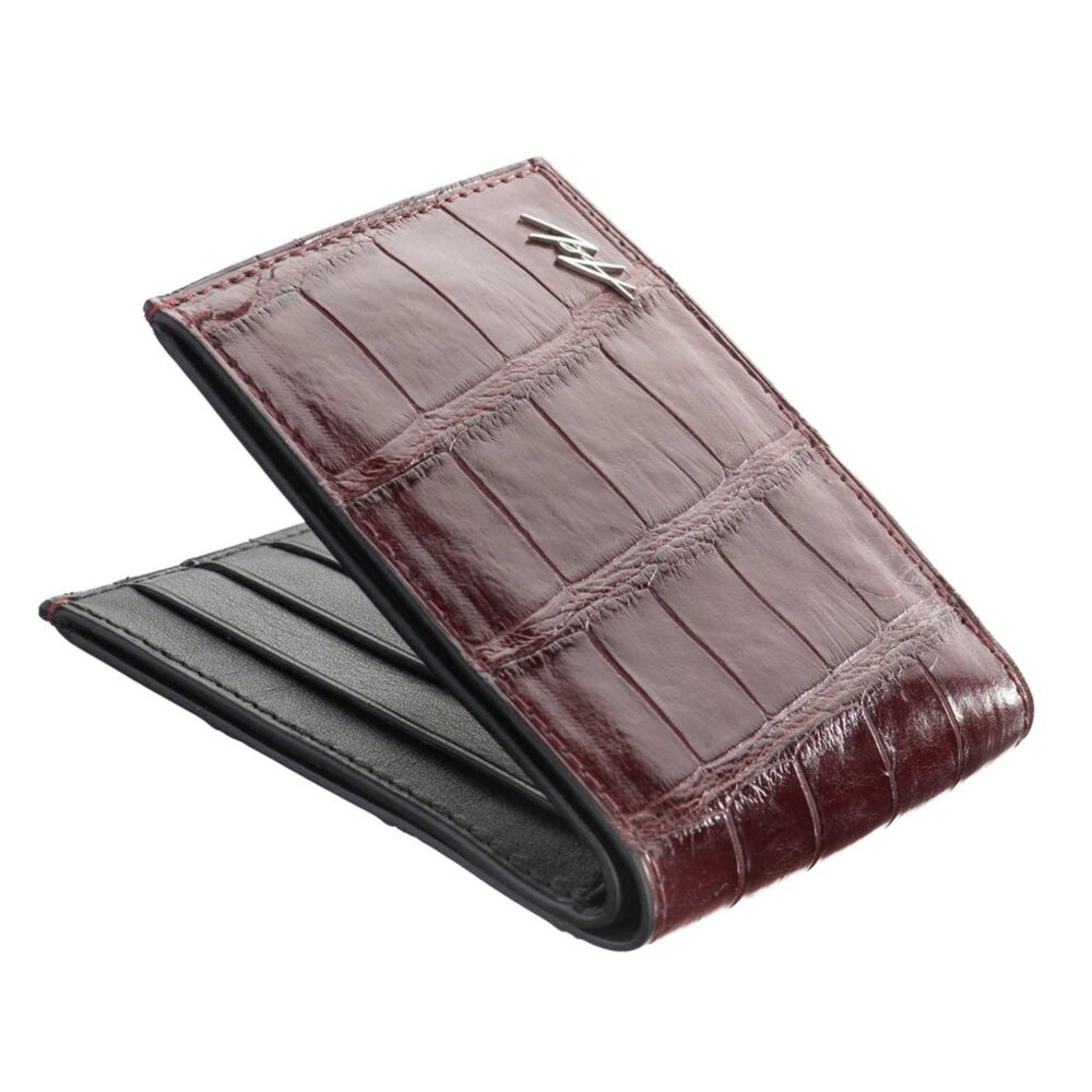 Premium Alligator Leather Wallet – Exotic & Elegant - Dark Cherry